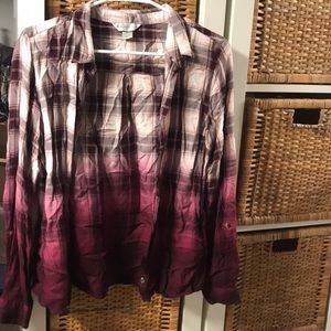 Button up flannel print shirt